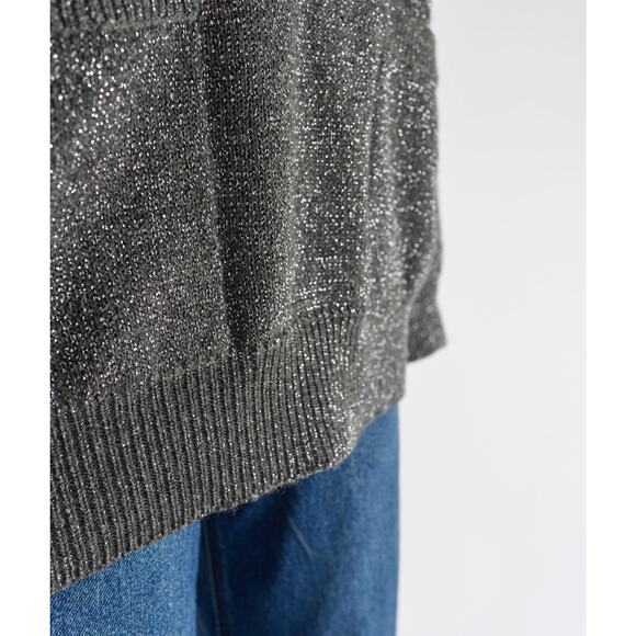 Vintage 90s Calvin Klein Metallic Gray Wool Blend Sweater size M L - Picture 6 of 7